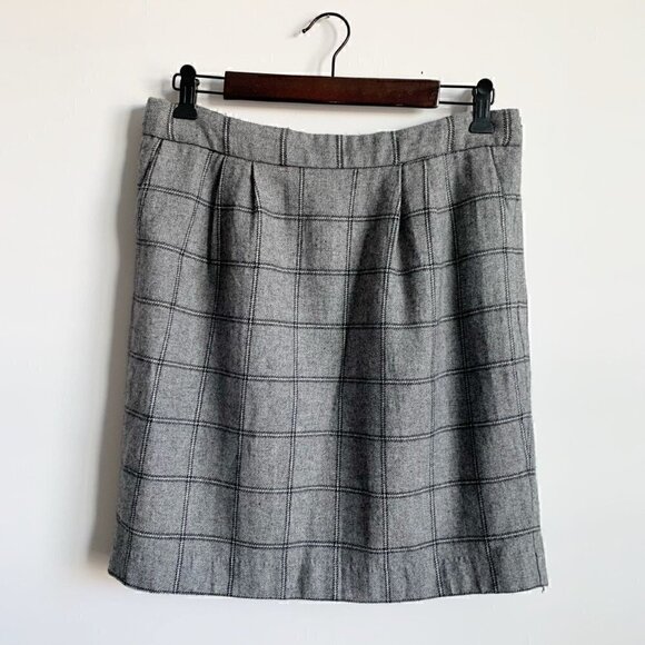 Forever 21 Women Grey Plaid Wool Blend Skirt, Junior Large - Picture 1 of 10